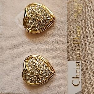 Christian Dior Pave Heart Earrings.